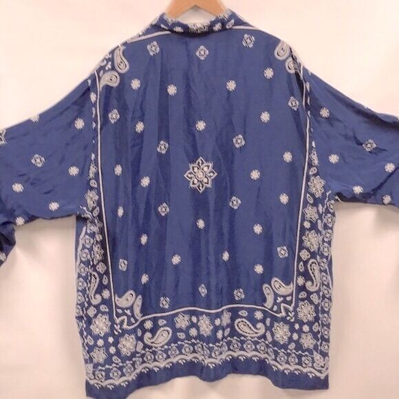 ELISABETH LIZ CLAIBORNE Blue Handkerchief Print Blouse Size 3X Bandana Print Top - Picture 2 of 8